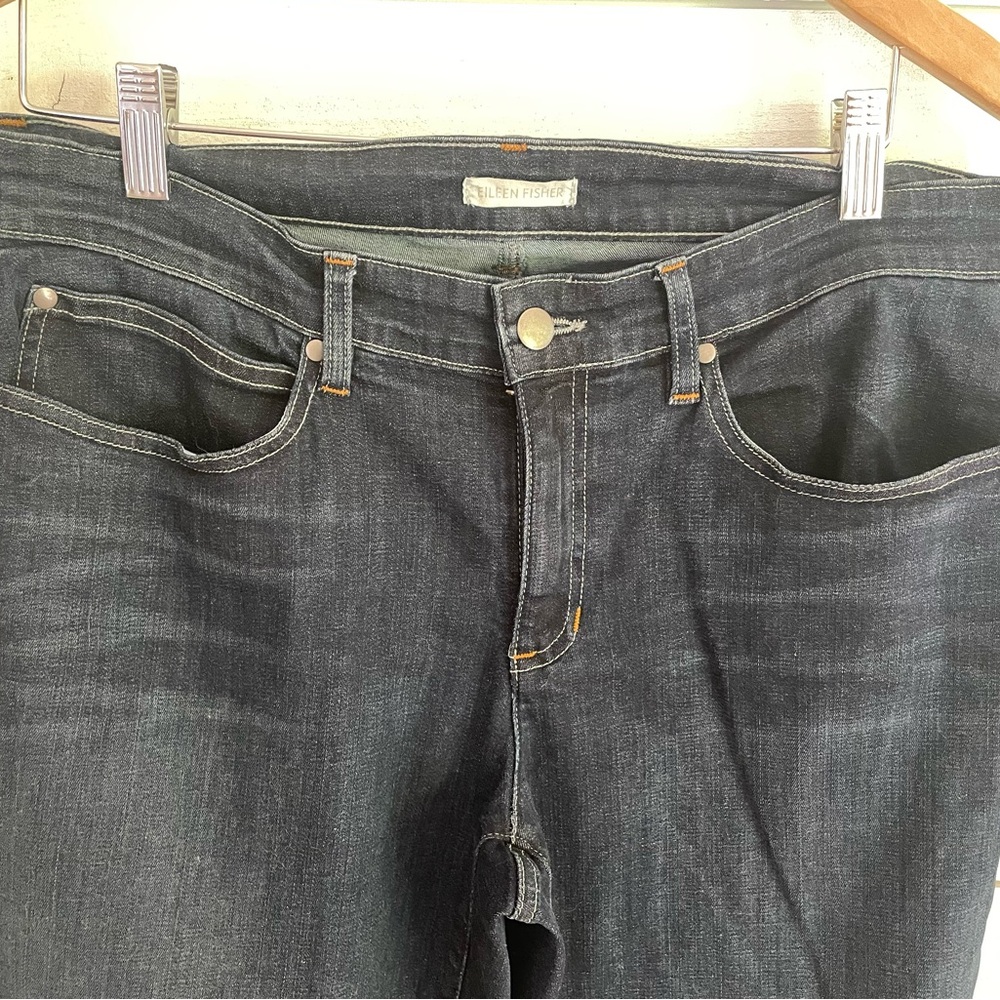 Eileen Fisher Dark Wash cropped organic cotton blend Jeans size 12 - Picture 4 of 7